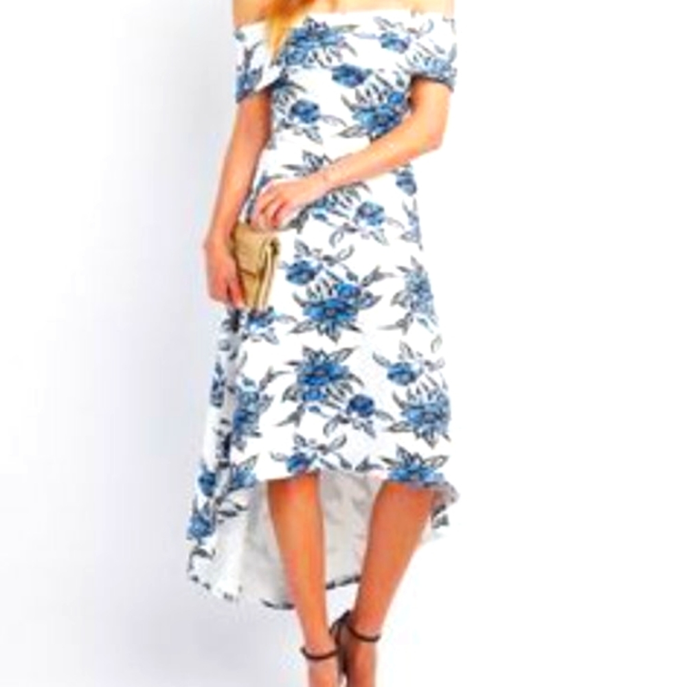 Cottage Core White Floral off-shoulder dress